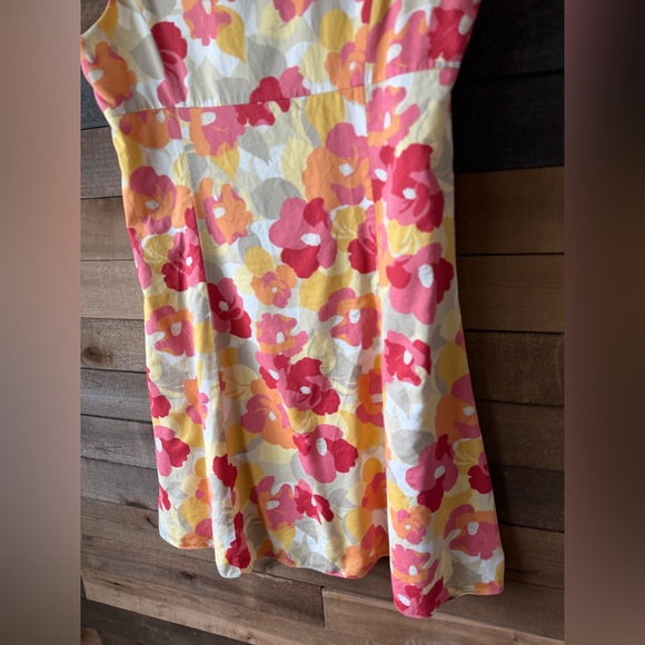 Vintage Floral Cotton Sundress Pink Yellow Sleeveless Fit And Flare Dress - Picture 11 of 11